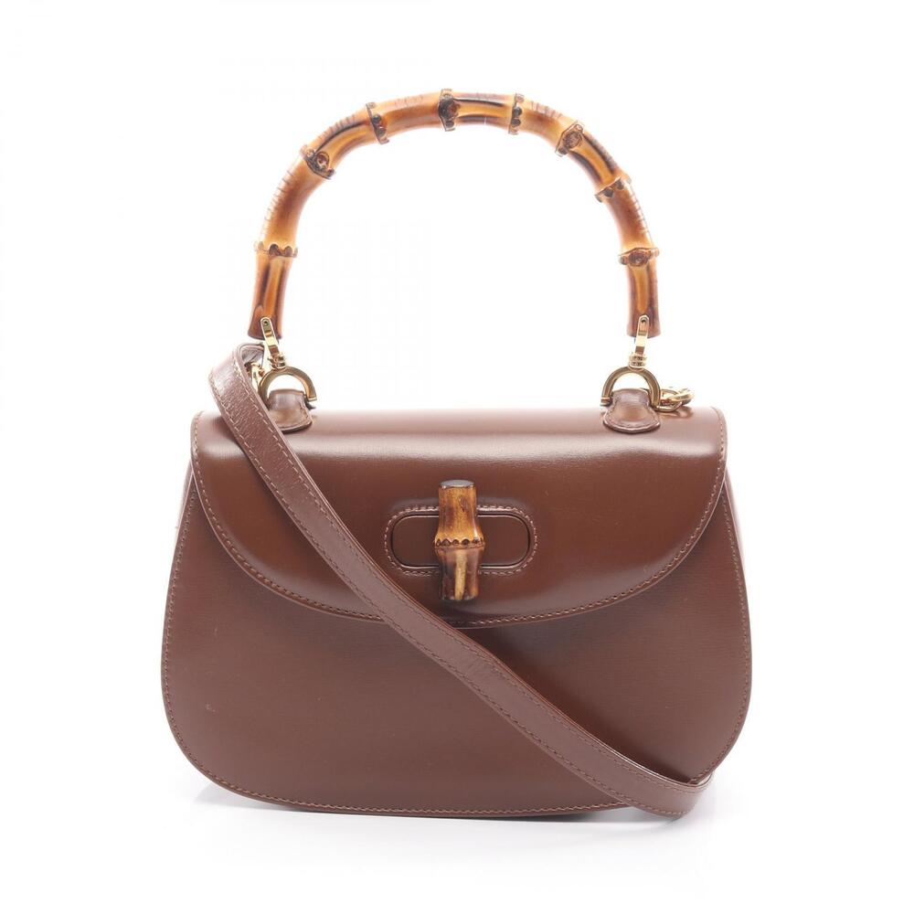 Gucci Bamboo Handbag Leather Brown